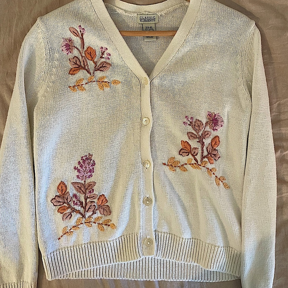embroidered vintage white cardigan